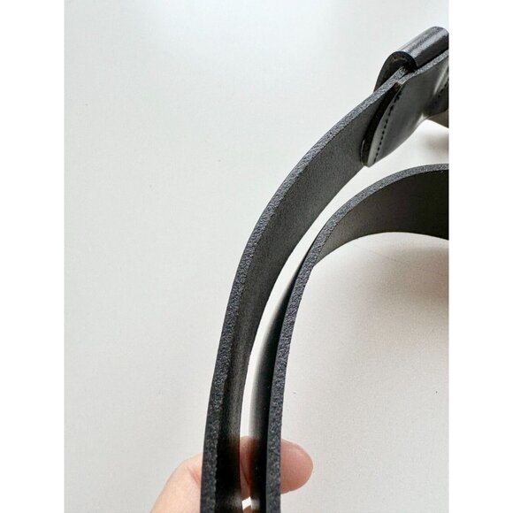 DANIER Black Leather Studded Brushed Silver Heavy Duty Buckle Hip Belt, Size M - Picture 8 of 13